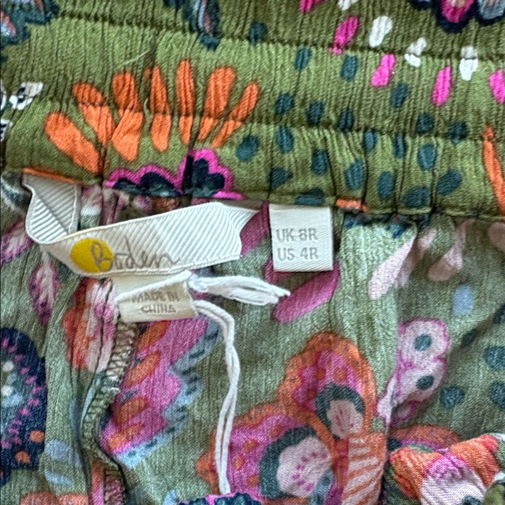 Boden Crinkled Tapered Trousers Paisley Pull-On  Pants Size US 4R - Picture 5 of 5